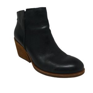 Kork-Ease Chandra Black Leather Block Heel Ankle Boots